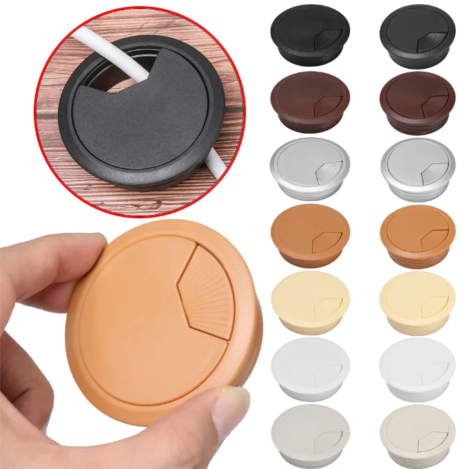 35mm 50mm 53mm 60mm 80mm 60/80mm Desk Table Plastic Cable Hole Cover PC Computer Desk Round Wire Tidy Grommet Cable Organizer