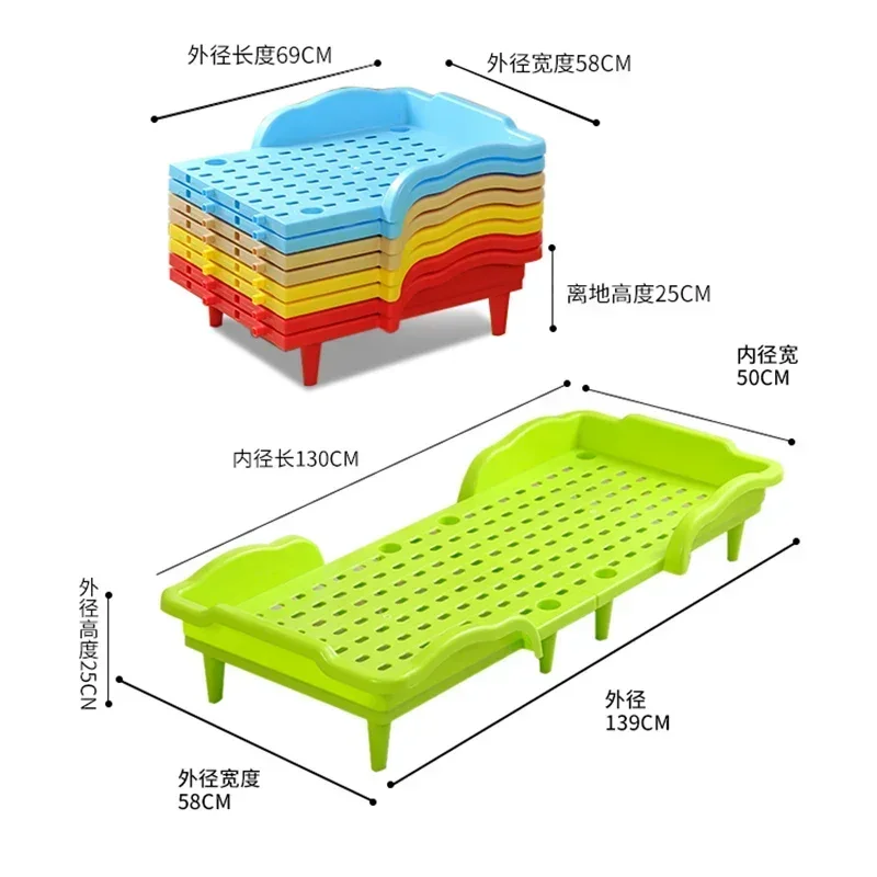 Camas para niños de guardería, cama plegable de plástico grueso para el almuerzo, camas individuales portátiles para el hogar, muebles sencillos para niños