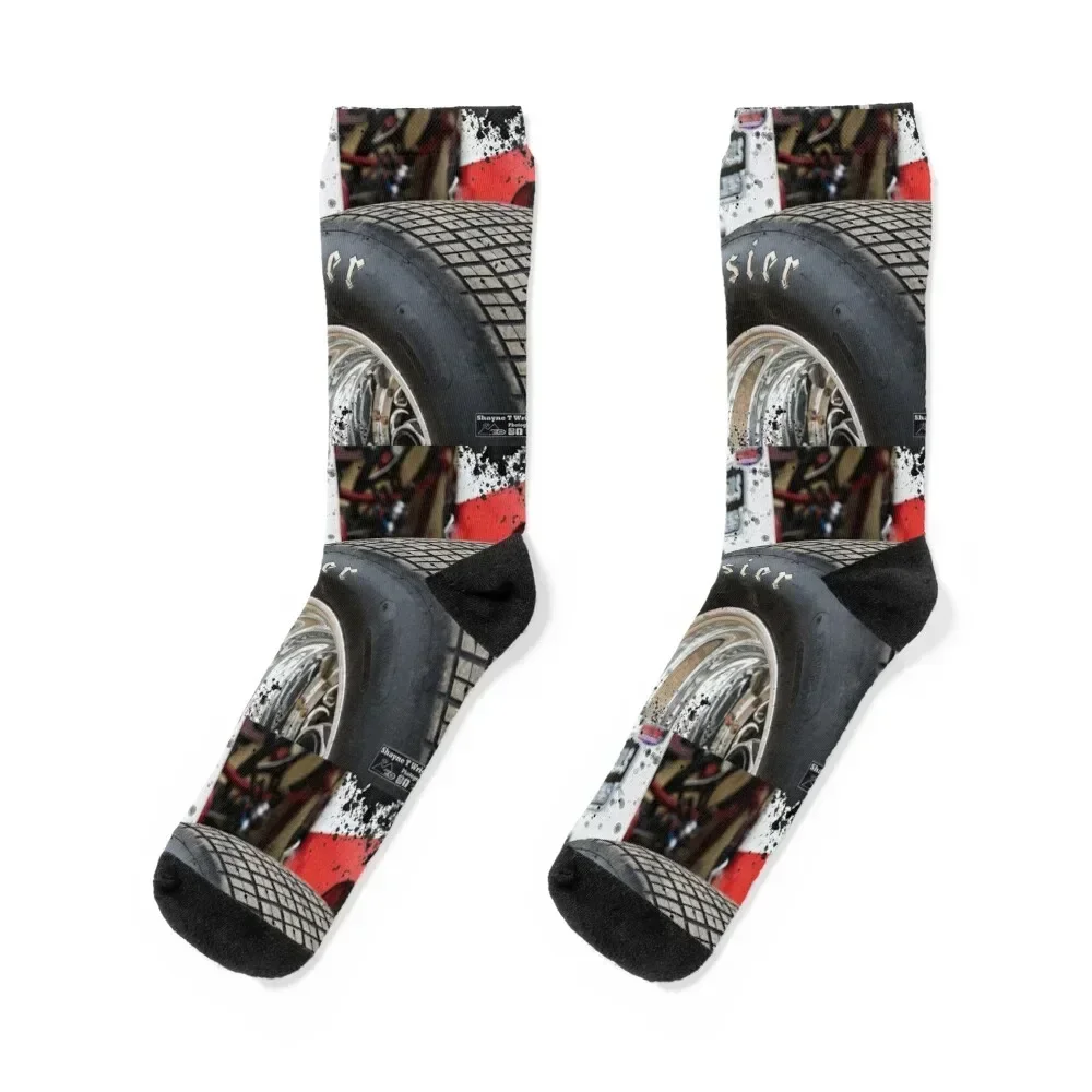 Hoosier Sprint car tire on show. Socks with print designer Man Socks Women's