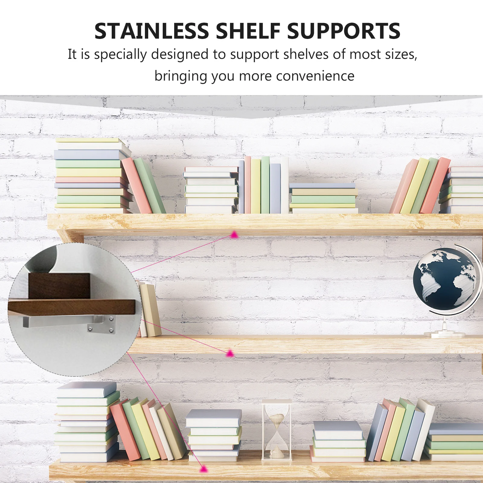 

1Set Stainless Steel Shelf Brackets Heavy Duty Floating Brackets Wall Shelf Supports for Displaying Collectibles Photos Plants