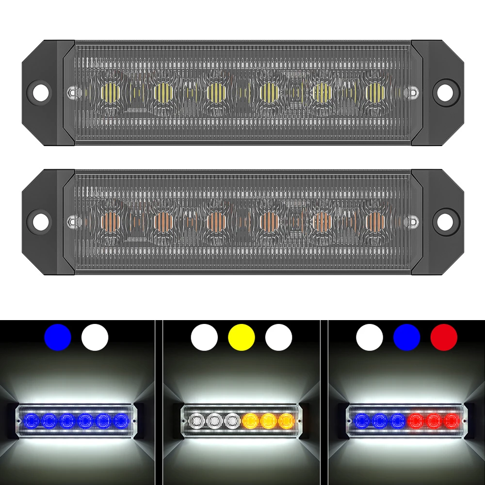 

2pcs 24 Led Strobe Warning Side Light Strobe Grille Flashing Lightbar Truck Car Beacon Traffic Lamp Amber Constant light 12V 24V