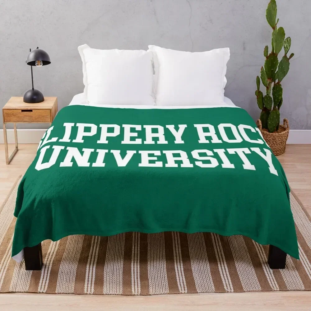 slippery rock- college font curved Throw Blanket Soft Tourist Bed linens Blankets