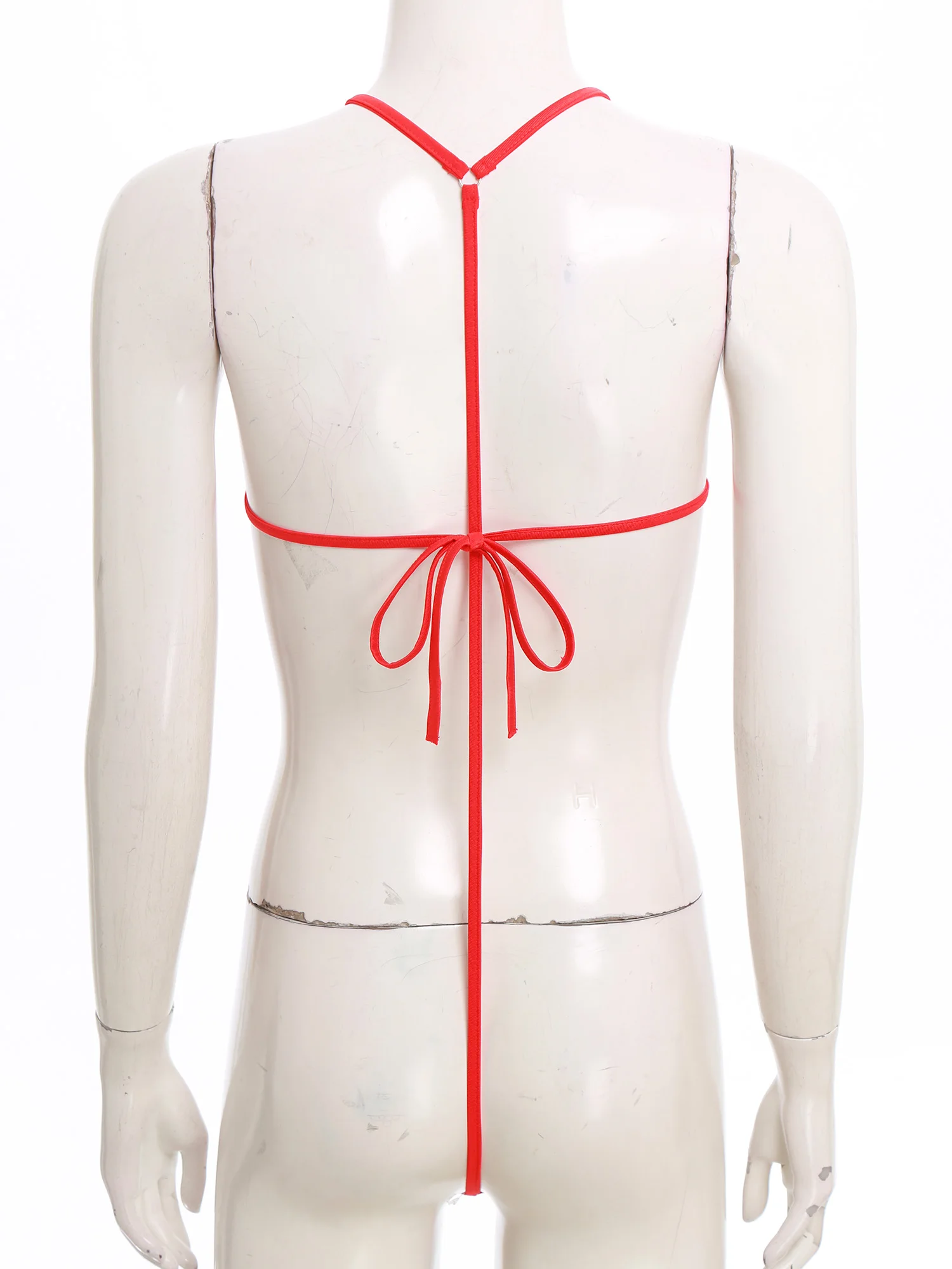 Frauen Micro Mini Slingshot One Piece Bikini Bademode Neckholder O-Ring T-Rücken Sheer Mesh Bodysuit Badeanzug Bikini Pool Beachwear