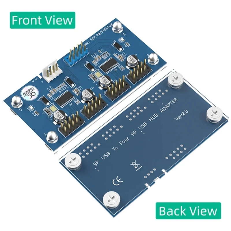 652F 고속 데이터 전송 USB2.0 9핀 헤더 USB 2.0 9핀 마더보드 헤더-컴퓨터 플러그 앤 플레이용 4포트 허브