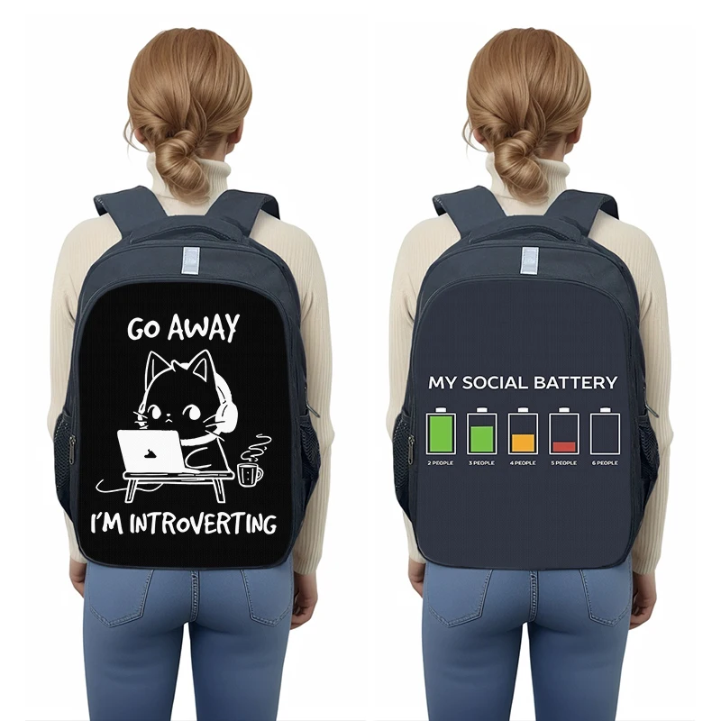 

Go Away L Am Introverting Print Backpack Introvert Children School Bags for Teenager Laptop Backpacks Bookbag Women Travel Bag