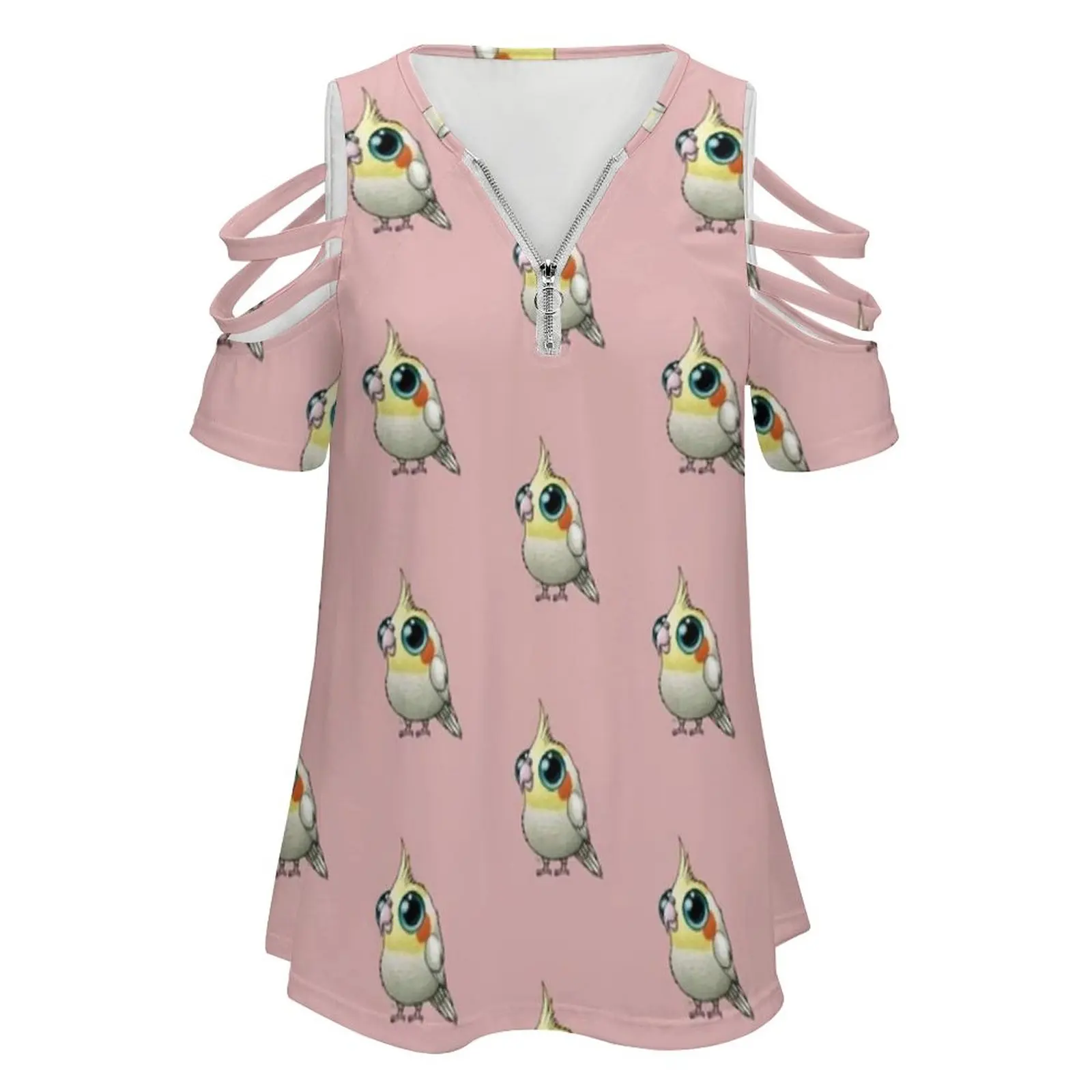 Cute Fat Cockatiel Women T-Shirt Crewneck Casual Short Sleeve Tops Summer Tees Fat Cute Bird Round Big Eyes Cockatiel