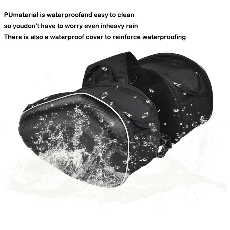 Motorcycle Waterproof Saddlebags Racing Helmet Travel Storage Suitcase Bags with 1 Pair Raincoat