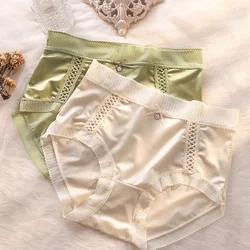 Silk Satin Surface Light Luxury Comfortable Elegant Lace Edge Mulberry Silk Underwear Panties Sexy Women Lingerie Briefs