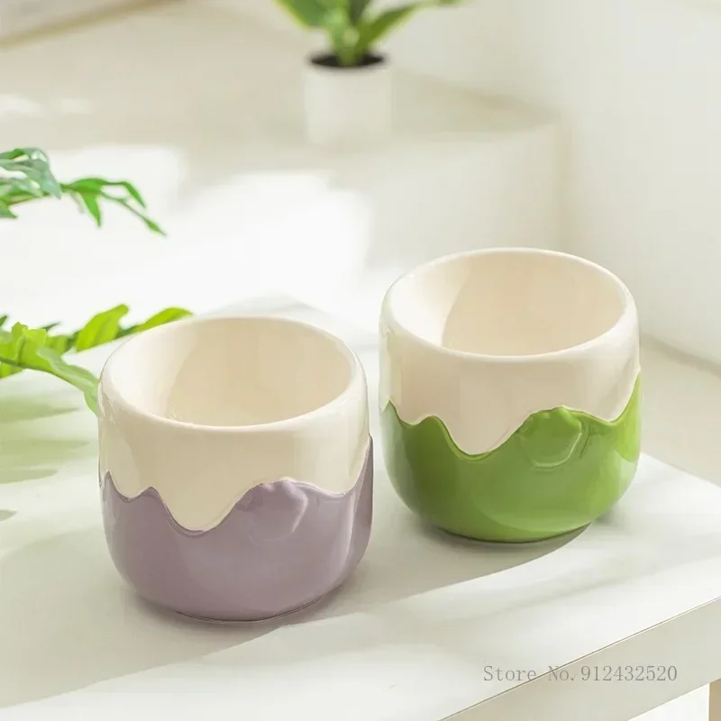 Creative Ceramic Anti-Overturning Food Drinking Water Bowls, Cervical Spine, Cute Eggshell Pattern, Pet Dog and Cat Bowl, 1Pc
