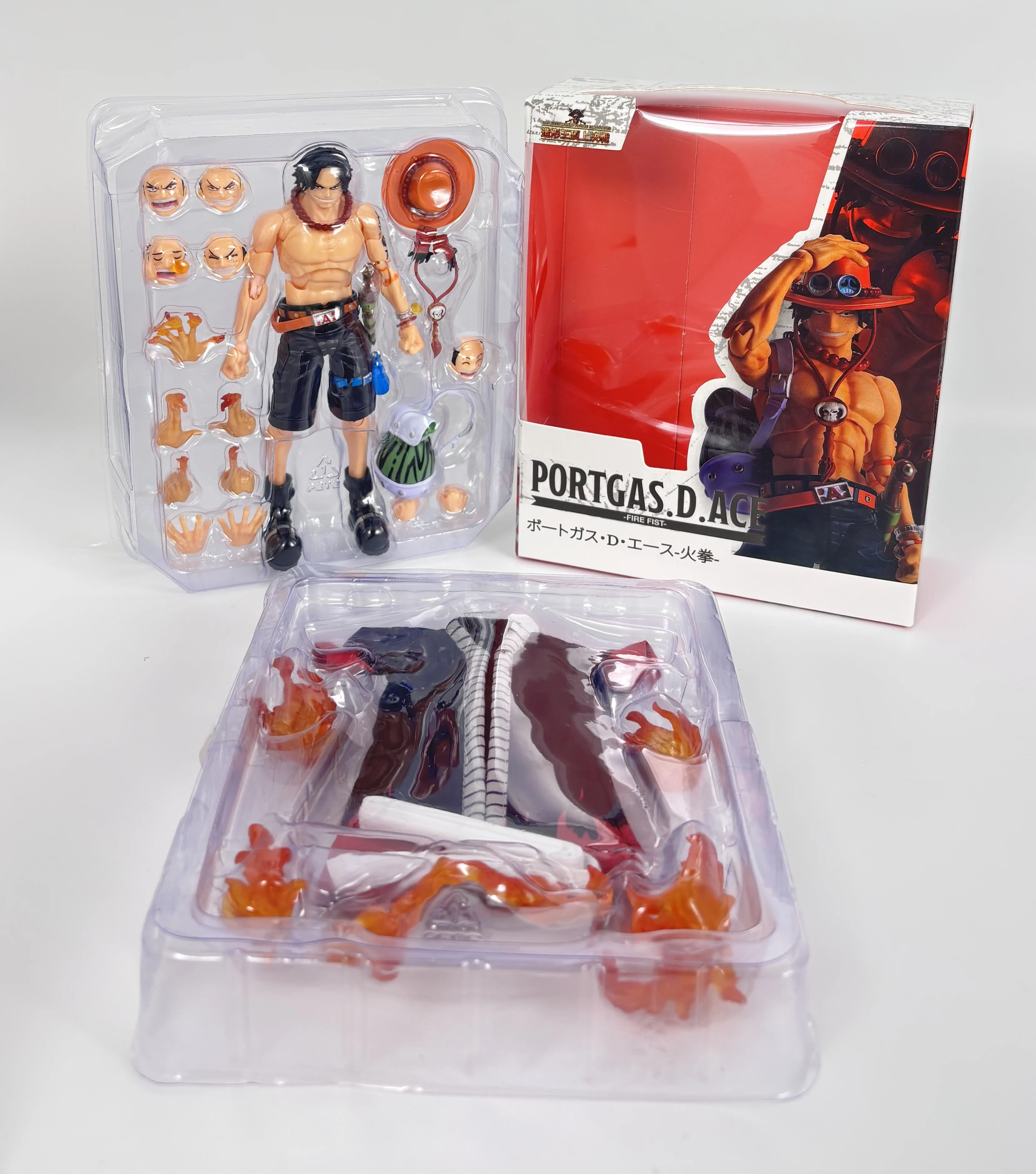 Figura de Acción Bandai SHF One Piece Ace Fire Fist, Modelo de Juguete, Muñeco, Adorno, Regalo de Cumpleaños