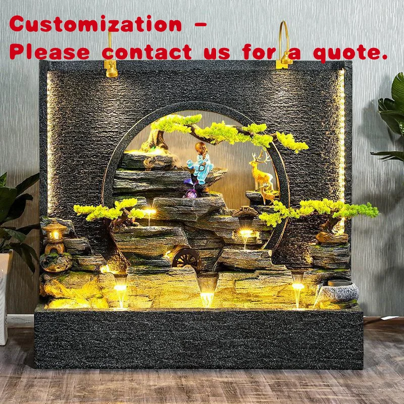 custom.European-style Curtain Wall Flowing Screen Wheel Partition Fountain Ornaments Large Floor-to-ceiling Ro
