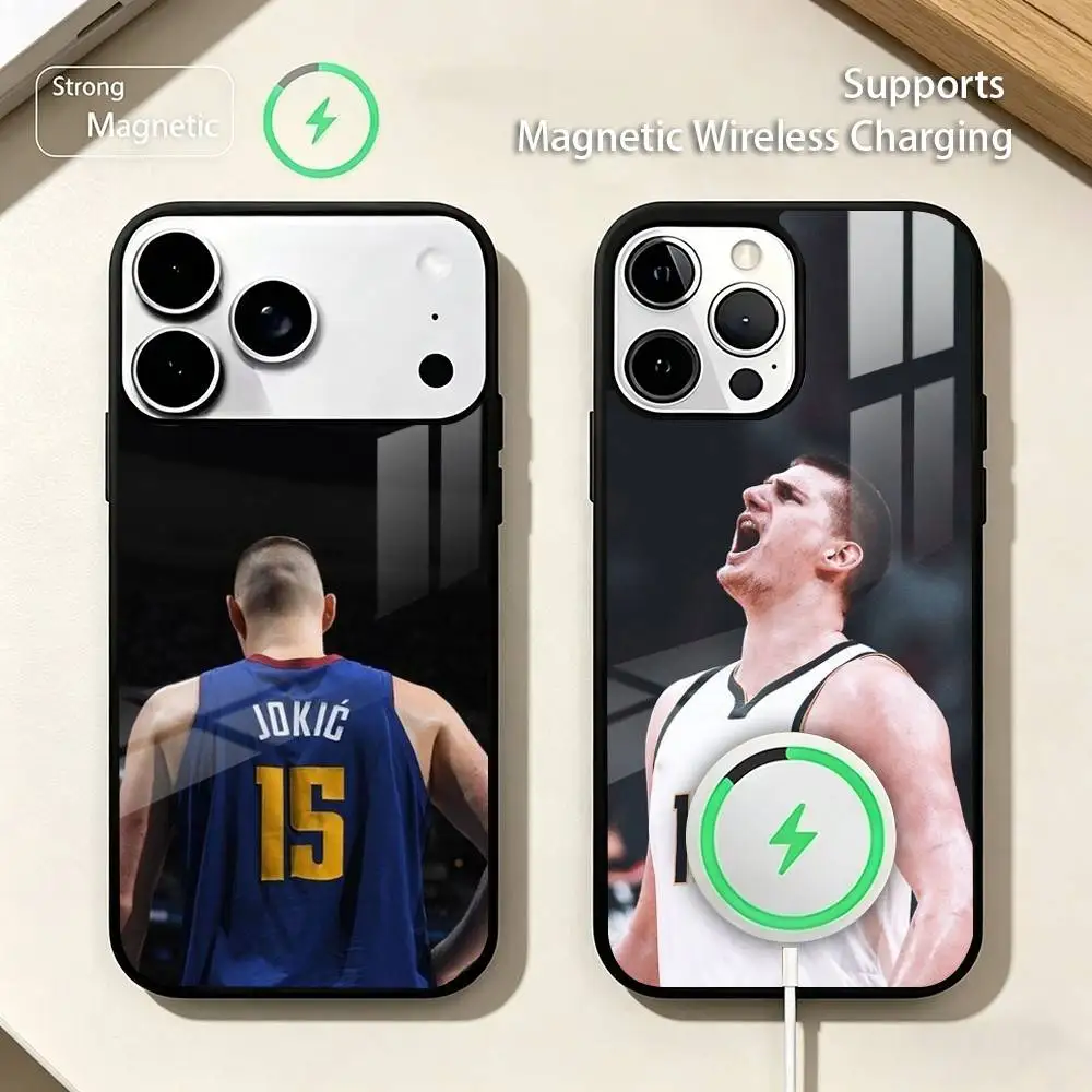 

B-Basketball N-Nikola Jokic-c Phone Case For iPhone17,16,15,14,13,12,11 Plus,Pro Supports Magnetic Wireless Charging