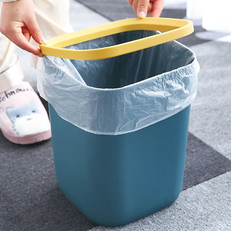 Creative Home Plastic Trash Can Kitchen Bathroom Toilet Trash Can Living Room Without Lid Waste Bin Nordic Garbage Bin 10L 12L