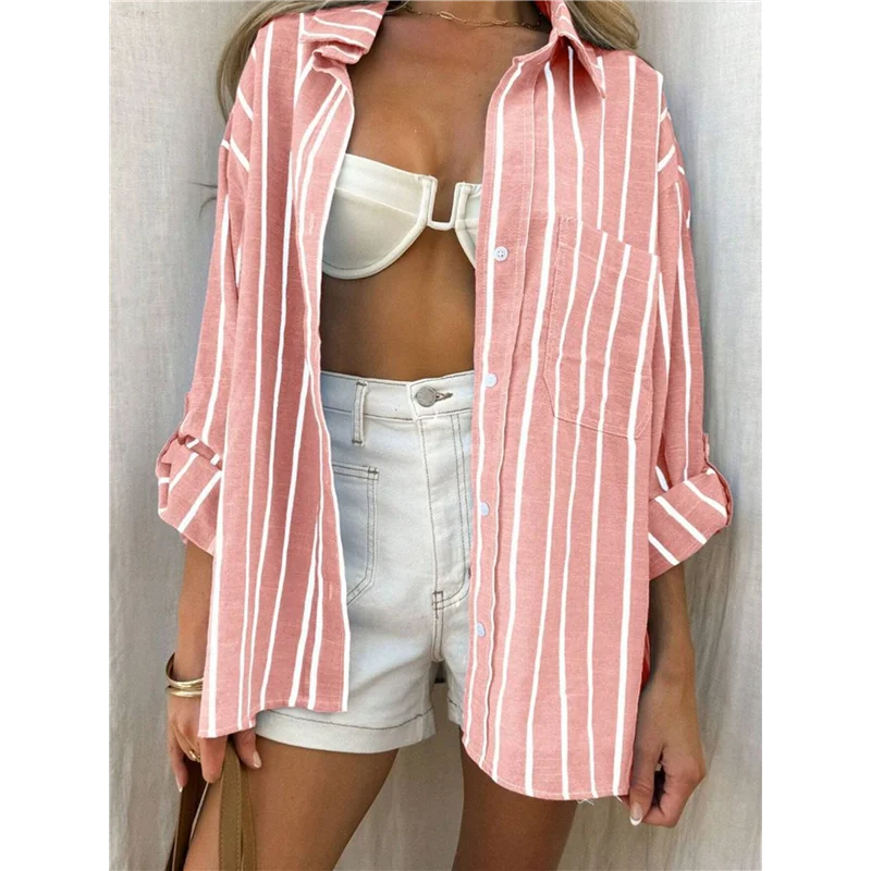 AOAO-Women's Classic-Fit Long Sleeve Shirt Button-Down Long Sleeve Casual Blouse Shirt