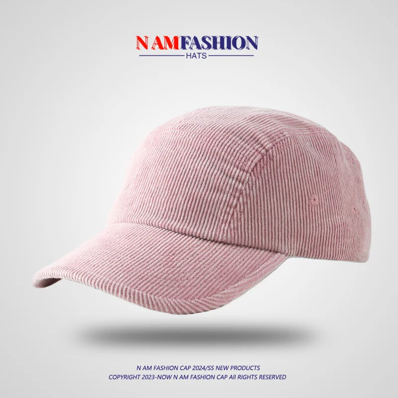 Retro five-piece hat autumn and winter light board simple soft top corduroy cap soft top baseball cap