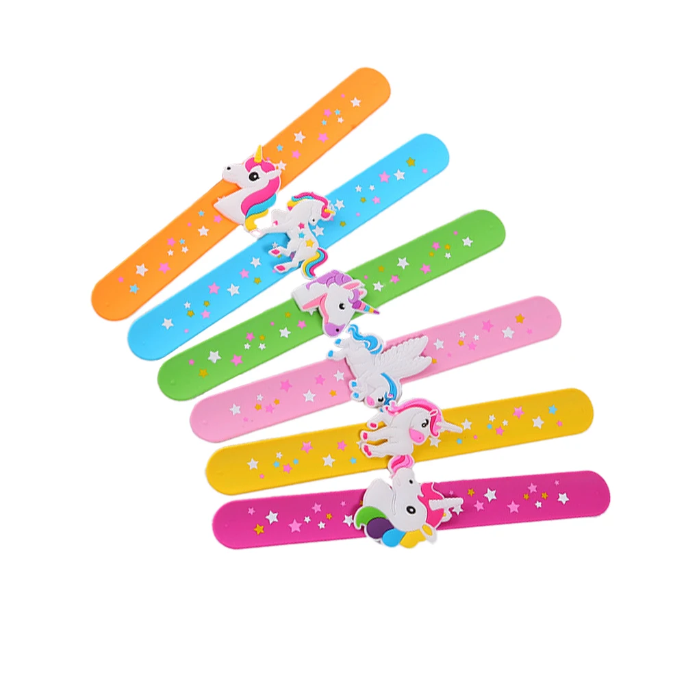 

6 Pcs Unicorn Snap Ring Kid Gifts Slap Bracelets Elk for Kids Bands Party Child