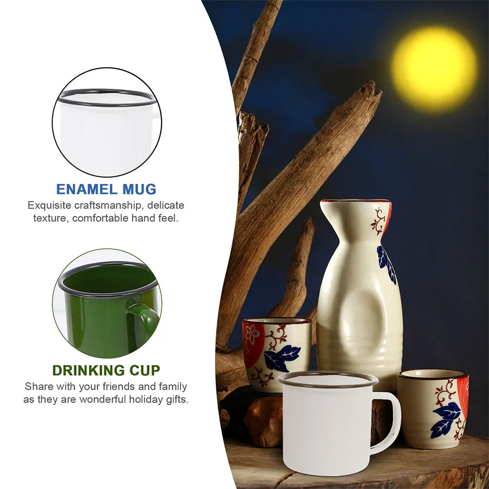 

4Pcs Crimping Mark Enamel Cups Retro Wine Mugs Comfortable Grip Round Rim Safe Drinking Water Cup Enamel Mug Drinking Cup