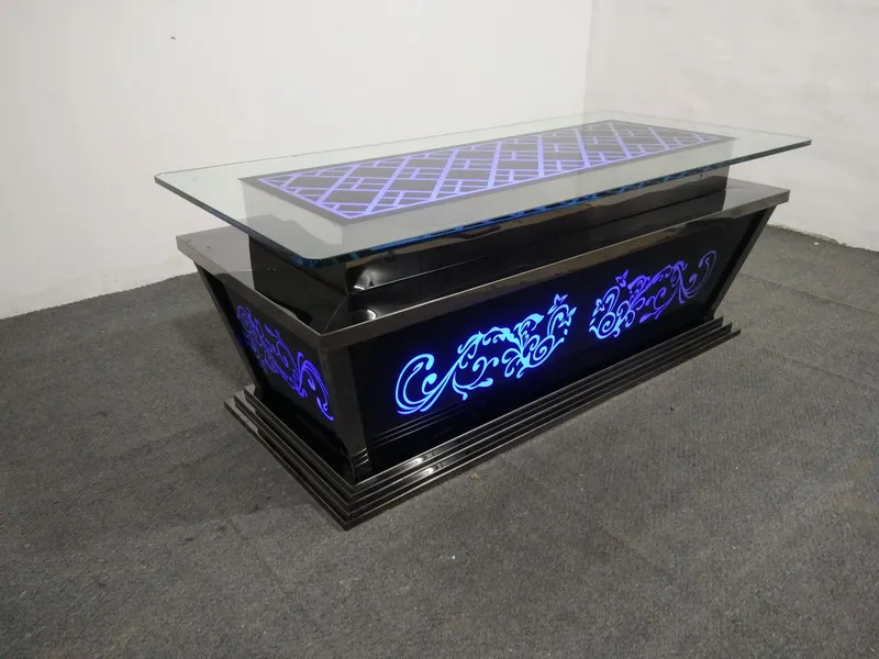 stainless steel led lighting furniture tempered glass bar furniture bar table led buffet table