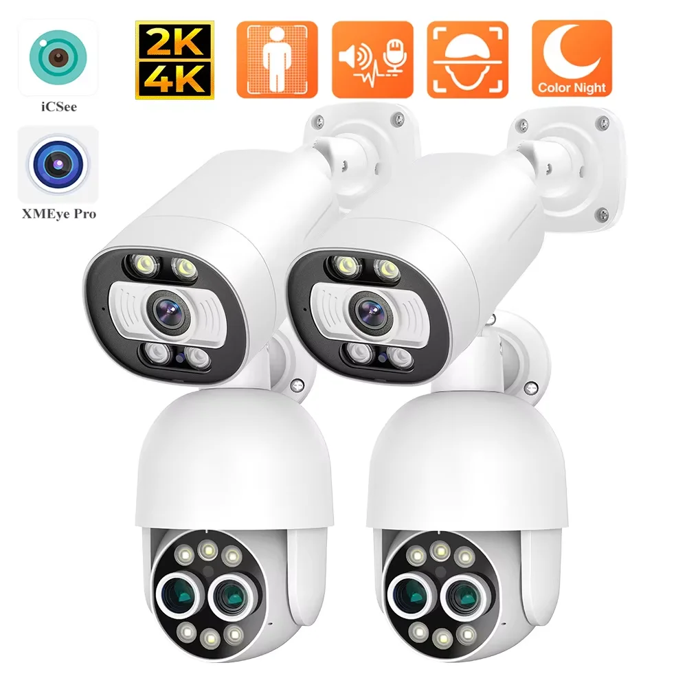 UHD 4K PTZ Outdoor POE IP Camera AI Smart 8X Hybrid Zoom H.265 Two Way Communication Color Night Vision Home Record