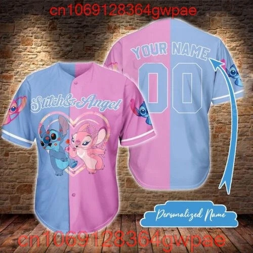 Homens e mulheres Disney Nome personalizado Baseball Jersey, Anjo Ponto Camisas, Namorada Camisas