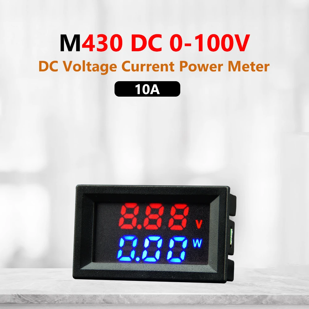 M430 DC 0-100V 10A 50A 100A โวลต์มิเตอร์แบบดิจิตอลแอมป์มิเตอร์จอแสดงผล LED คู่เครื่องตรวจจับแรงดันไฟฟ้าปัจจุบันมิเตอร์ไฟฟ้าแผงแอมป์โวลต์เกจ