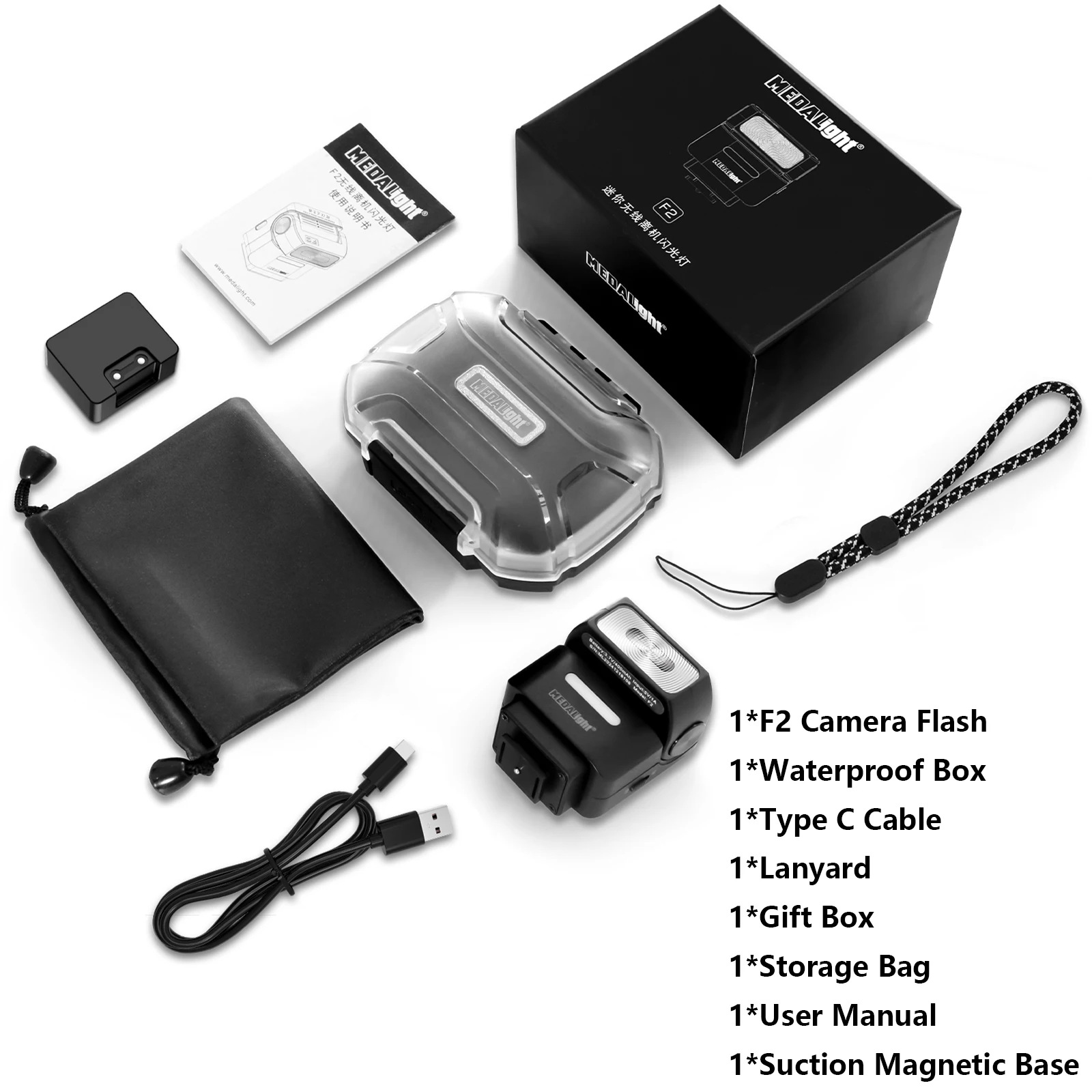 Medalight F2 كاميرا عالمية صغيرة للتصوير الفوتوغرافي ضوء فلاش لكانون نيكون سوني ZV-1 فوجي X-T4 Speedlight Flashs