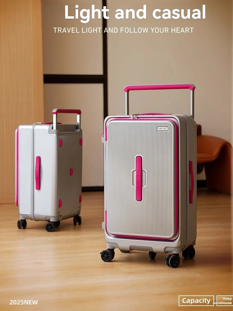 Mala de viagem com abertura lateral, 24 polegadas, grande capacidade, com rodas largas, com senha, masculina, 20 polegadas, para embarque.