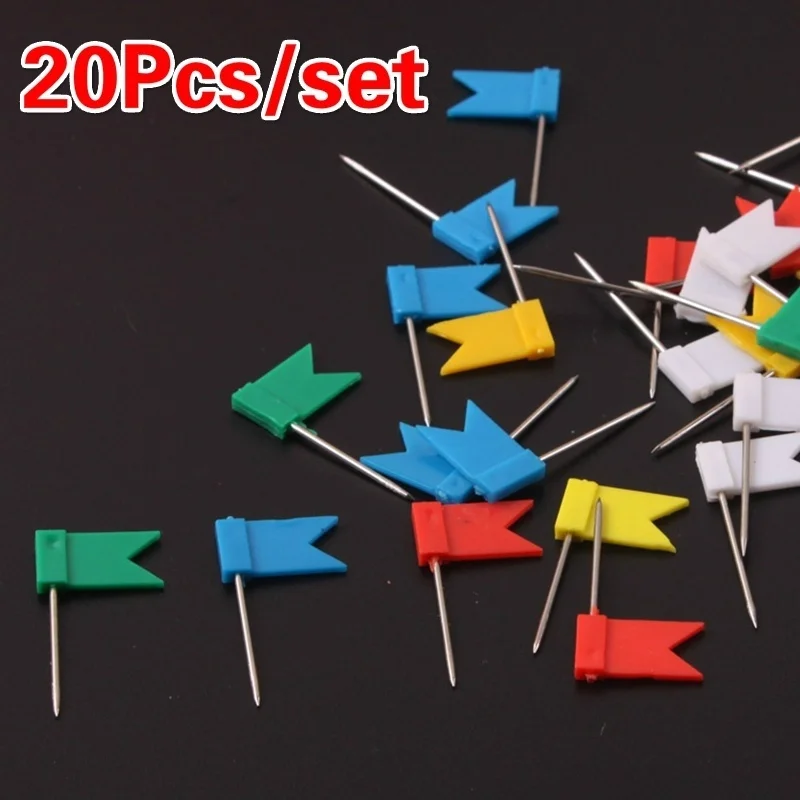 Bandeira Empurre Pins para Marcadores Placa de Aviso, Thumbtack Board Mapa, Desenho Pins, Casa, Escritório, Escola Papelaria Suprimentos, 20 Pcs por conjunto