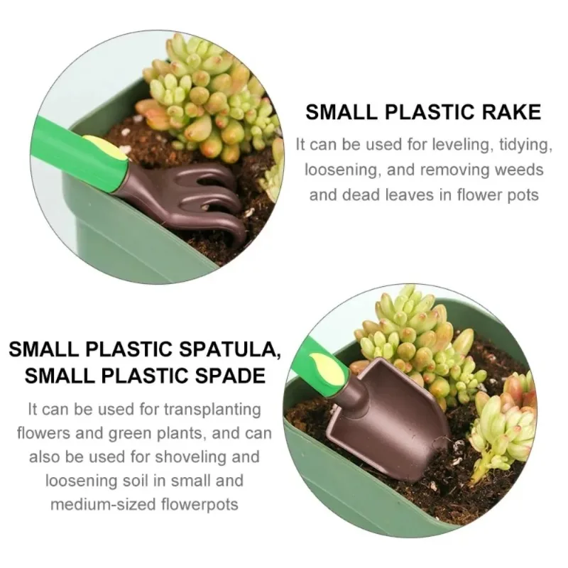 3 Pz/set Kit di Attrezzi da Giardinaggio per Bambini Strumenti di Giardinaggio Sicuro in Plastica Pala Succulente Piantare Fiore Pala Pala Rastrello Giocattolo di Sicurezza