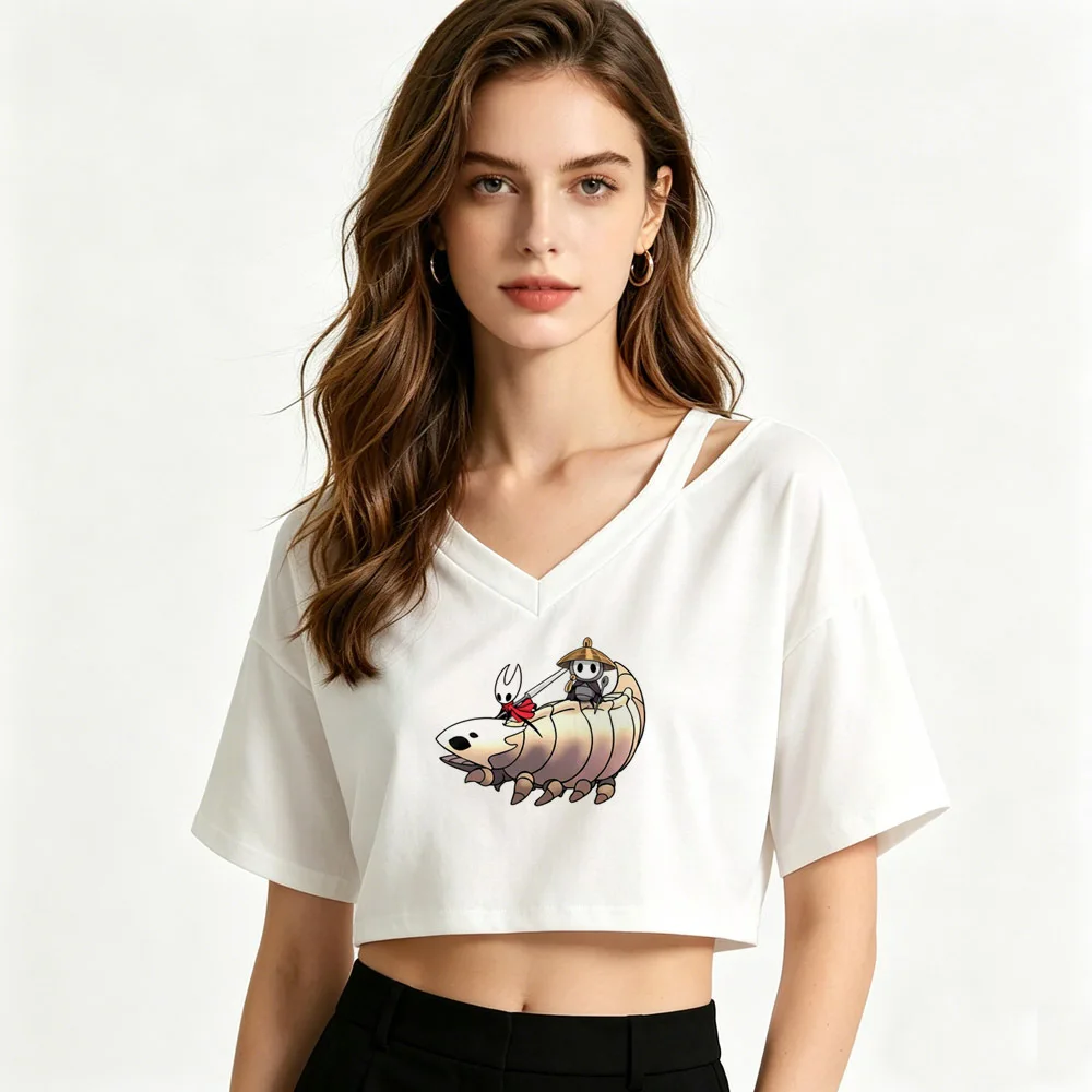 Hollow Knight cropped top ladies streetwear korean fashion anime party top tees kawaii grunge baddie cutecore 2000s