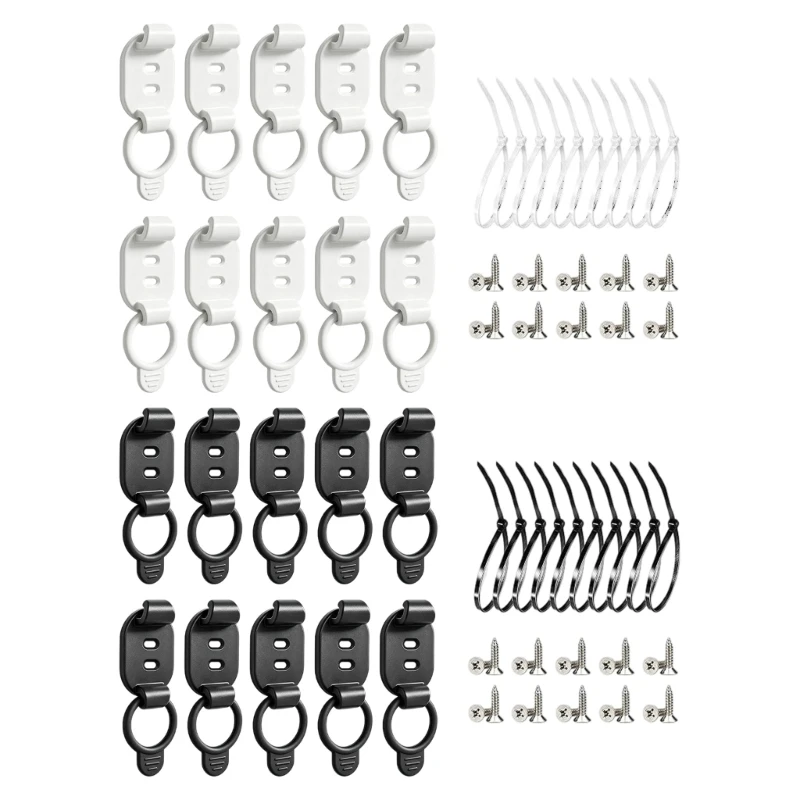 Adhesive Cable Organizers Holders with Stretch Band Retainer for Desk, Cabinet and Bedside Charging Daily Use, 10 Piece K1KF