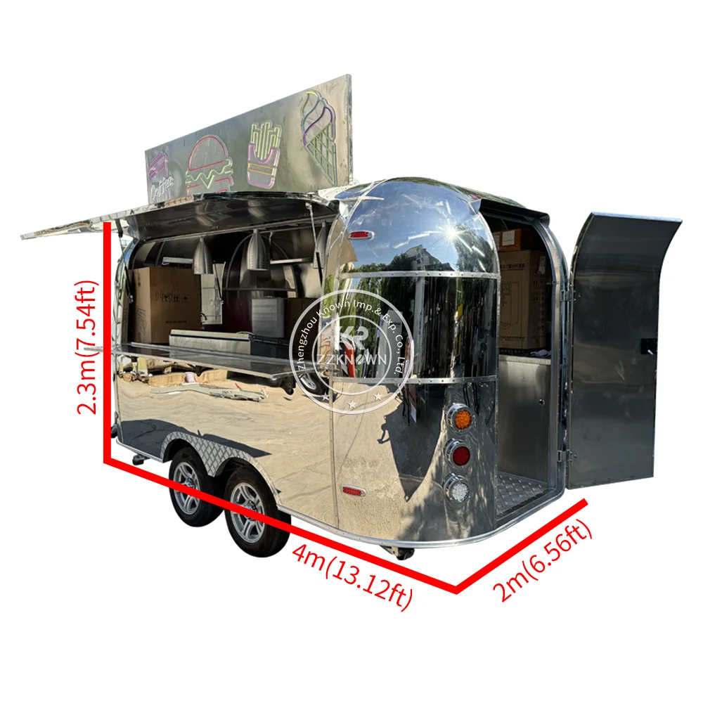 Remolque móvil modificado para requisitos particulares del comida de la pizza del camión de la comida del acero inoxidable con los equipos completos de la cocina