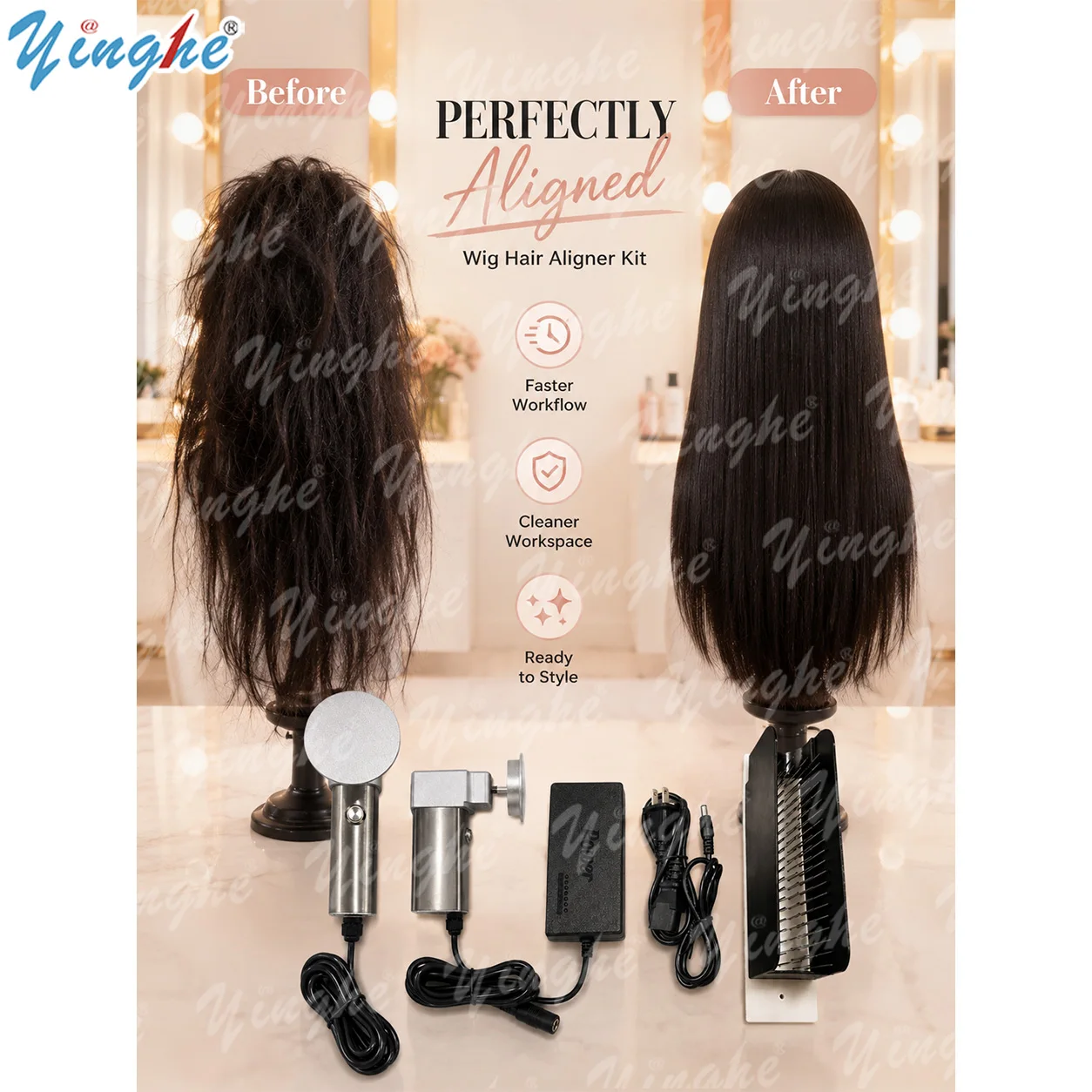 2026 Auto Hair Aligner for Bulk Extensions, Fast Straighten Large Bundles, Stainless Steel Salon Tool, Save Time Daily