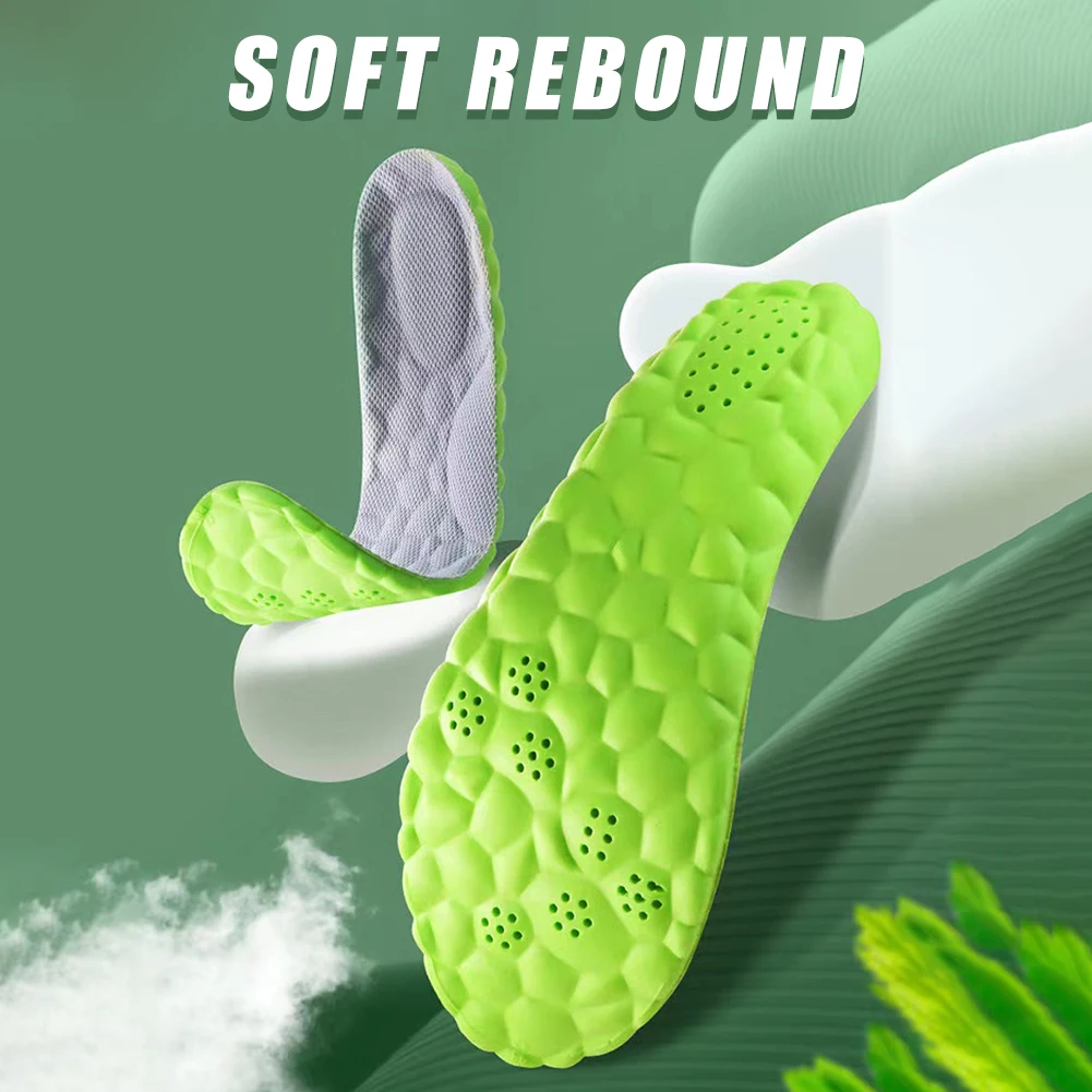 Sports Insoles for Shoes 5D Massage Soft Deodorant Breathable Shock Absorbant Cushion Running Insoles For Feet Men Women