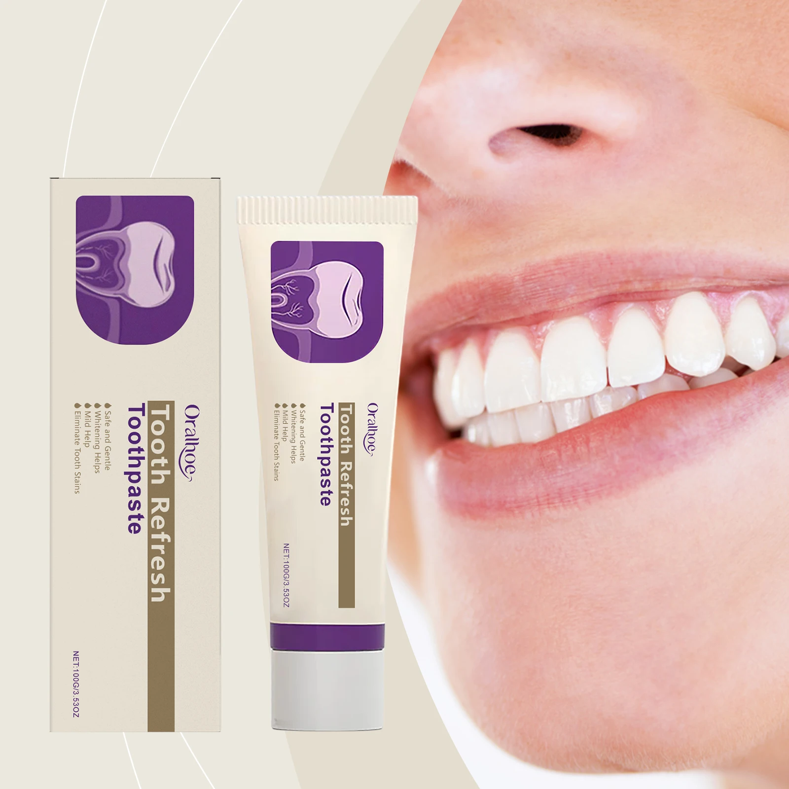 Oralhoe Brightens Toothpaste Gently Cleans Teeth Dirt Whitening Freshen Breath Prevent Cavity Gum Gum Repair Oral Care Product