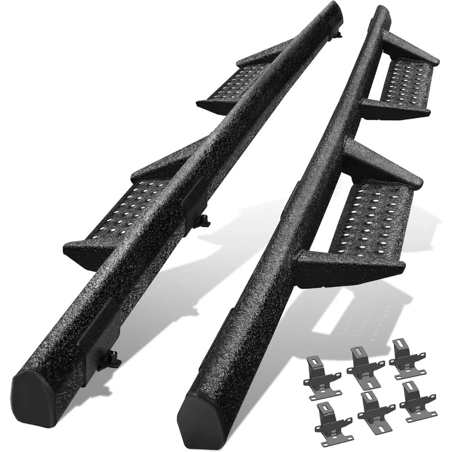 لوحات تشغيل بتصميم منحني متوافقة مع 20182025 جيب رانجلر JL 4 خطوات جانبية منسدلة مع قضبان الصخور الثقيلة