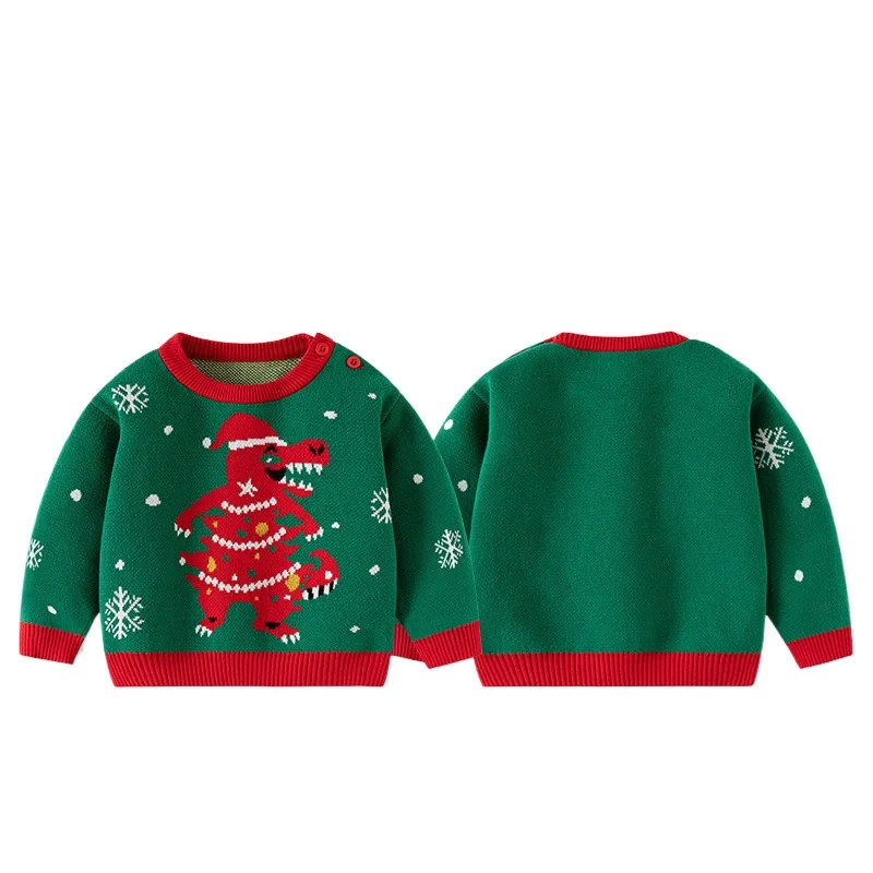 Christmas Dinosaur Tree Toddler Boys Sweaters Kids Girls Pullover Fall Winter Children's Clothes