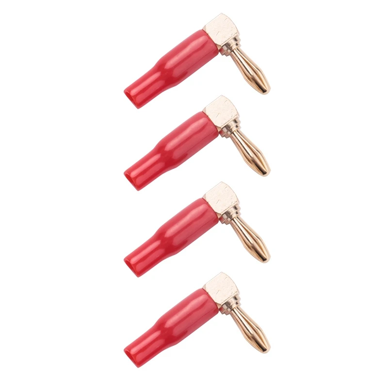 Neu-32Pcs 4Mm Bananen Stecker Lautsprecher Drähte Stecker Adapter 24K Gold Überzogene Schraube Typ Reinem Kupfer rechtwinklig Bananen Stecker