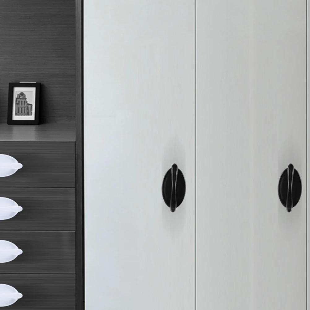 

10Pcs Solid Color Drawer Pulls Durable Plastic Cabinet Knobs for Home Hotel Furniture Easy Installation Black Pull Handle