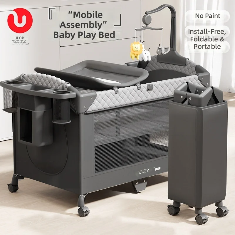 Portable Baby Crib, Foldable and Multifunctional, Diaper Changing Station, Easy to Move and Assemble, for Infants and Toddlers
