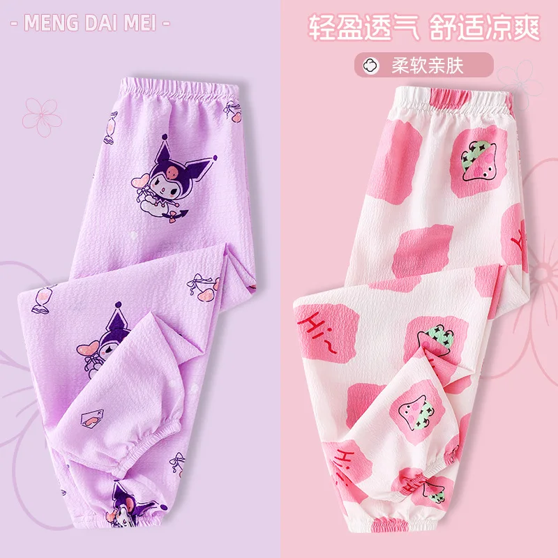 Sanrio 2024 New Style Boys and Girls Pants Anti-Mosquito Pants Sun Protection Pants Summer Thin Cute Cartoon My Melody Kuromi