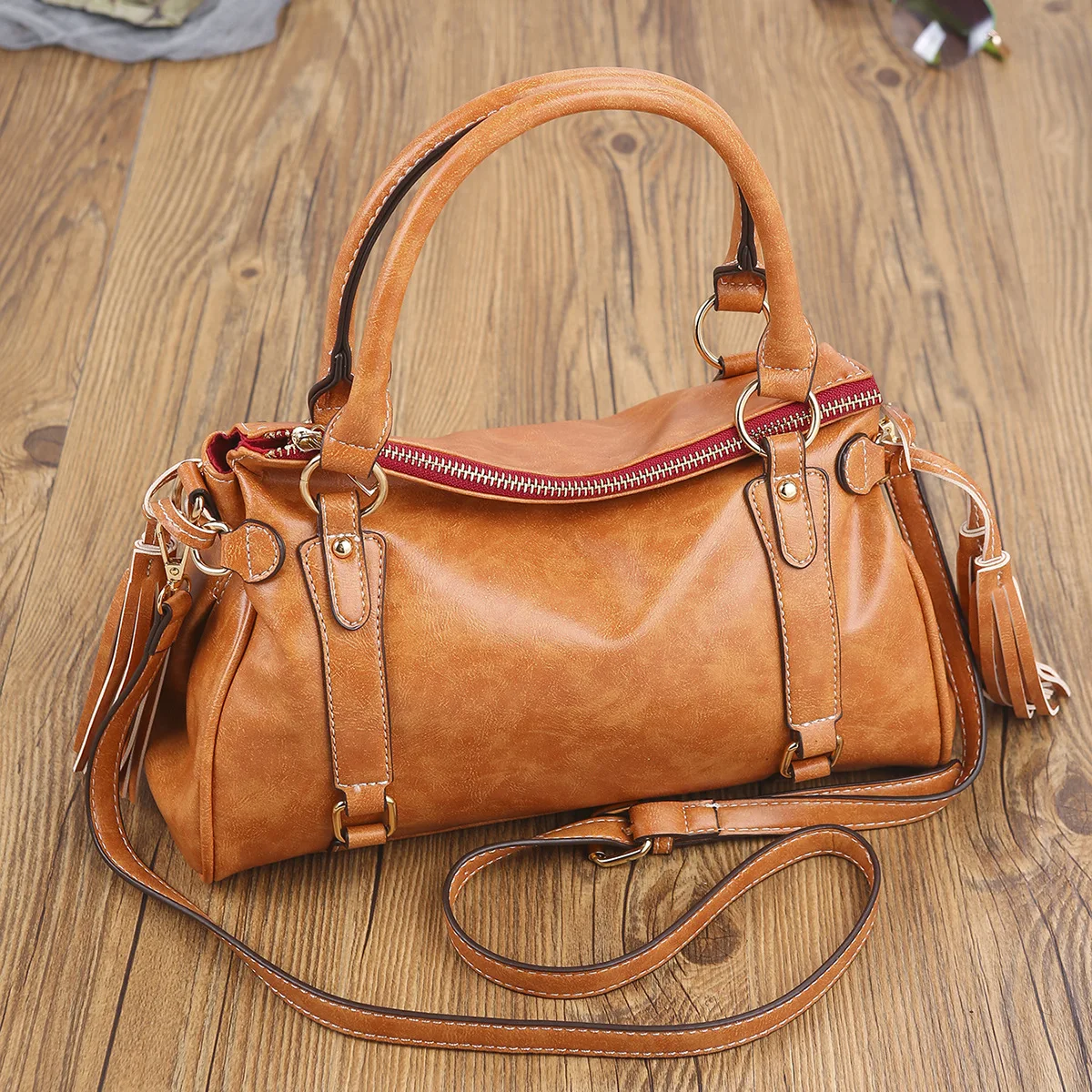 

Vintage Doctor Handbags Designer Women Shoulder Bag Luxury Vegetable Tanned Soft Oil Wax Leather Crossbody Bag Large Tote Purses