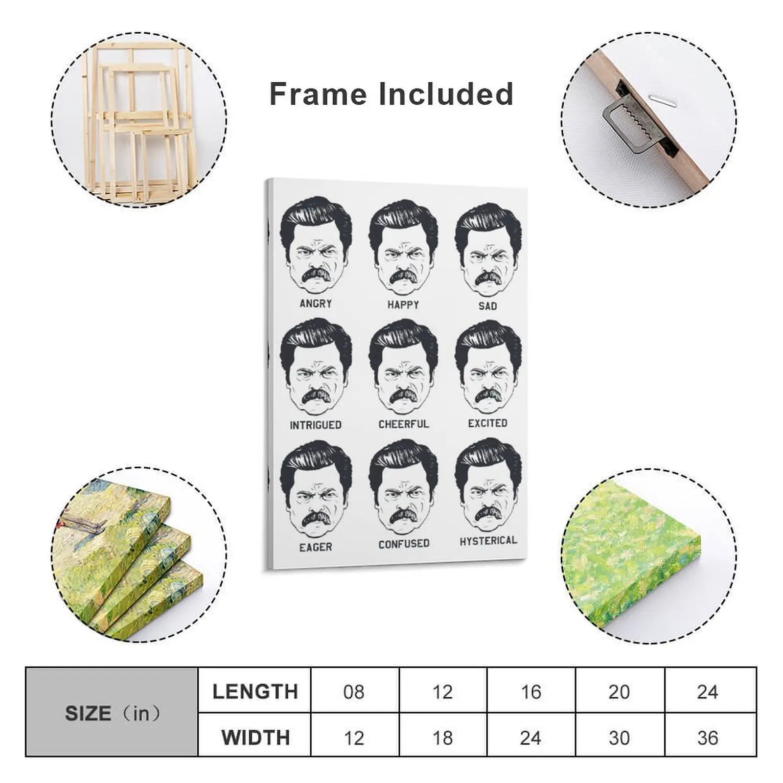 Ron Swanson Emotions Parks and Recreation Canvas Painting nordic home decor house decorations