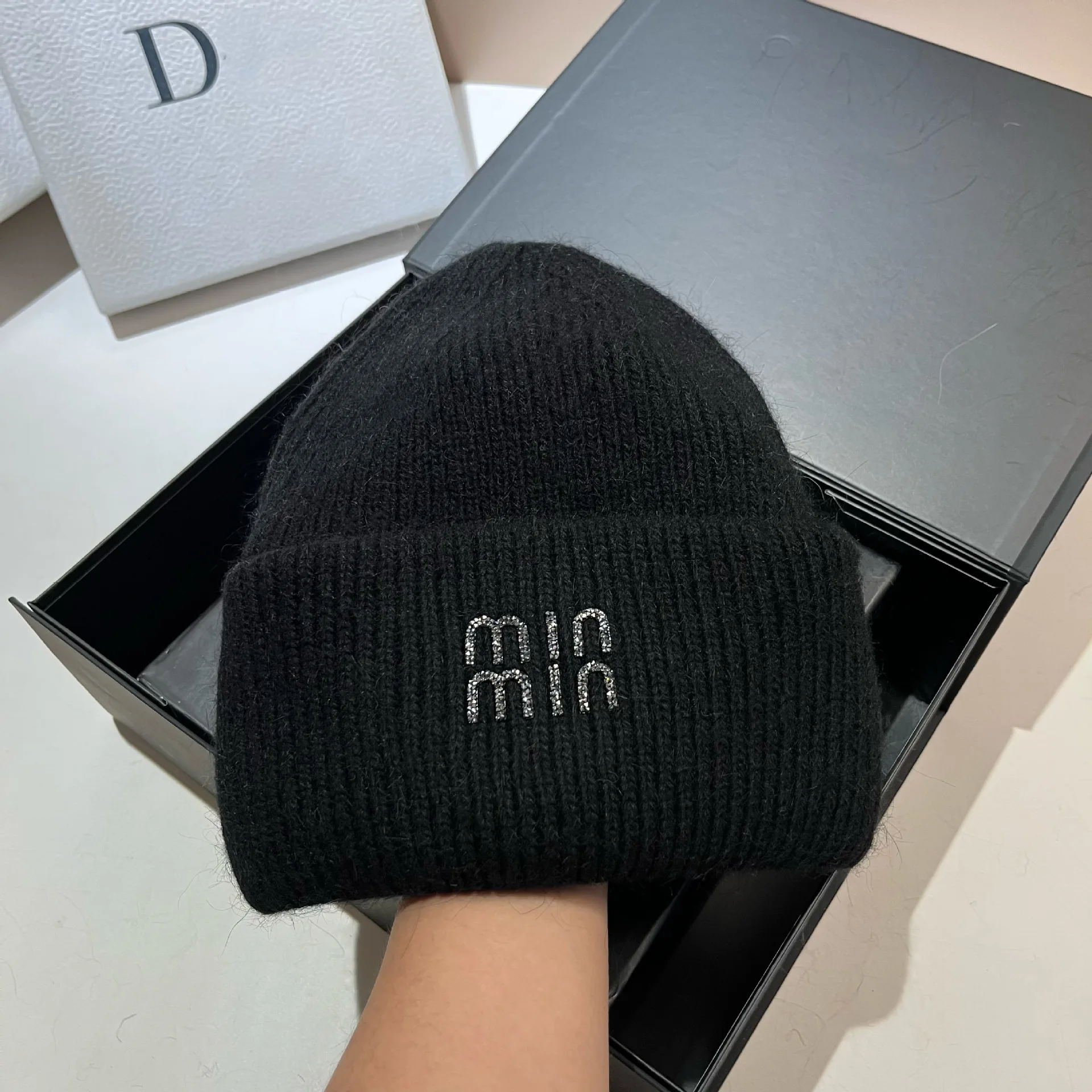 قطعة واحدة من قبعة محبوكة بحافة مزدوجة ملفوفة سميكة وموسعة على الطراز الكوري لفصل الشتاء، قبعة قطيفة دافئة