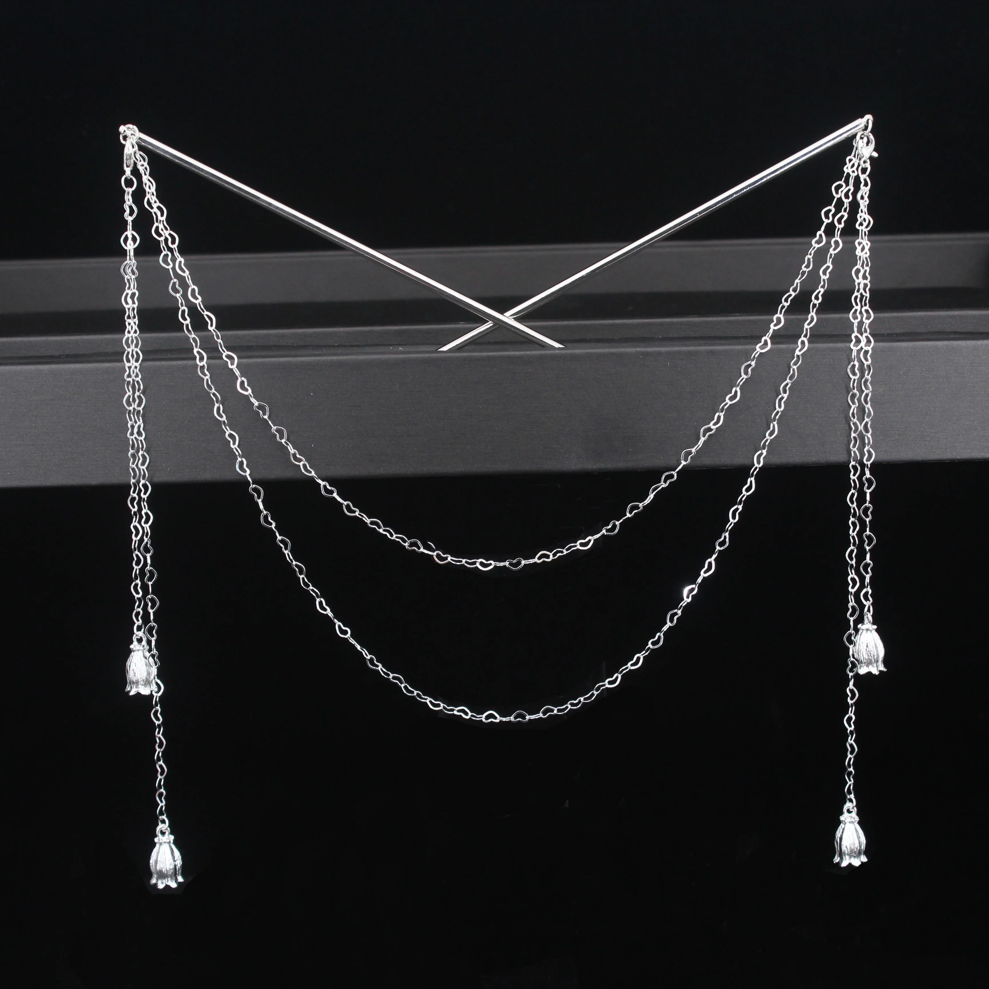 Doppelte Kette Haar Gabel Perle Quaste Haar Stick Nunchaku Haarnadel Chinesischen Stil Retro Haar Zubehör für Hanfu Tiaras Ornamente – Detail 3