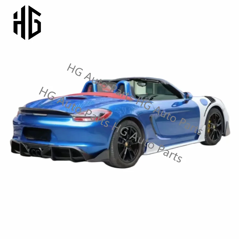 Real Carbon Fiber Car Bumper Splitter Rear Lip For Porsche Boxster Cayman 981 718 982 Convert to PD Style Rear Diffuser Body Kit