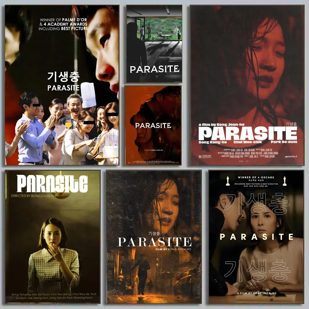 WW-Parasite Bong Joon-ho Oscar Winner Korean Thriller Painting Calligraphy Poster Eco-Friendly Decor Frameless Canvas