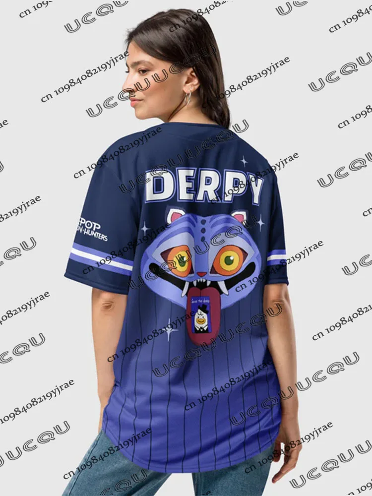 

KPop Demon Hunters Baseball Jersey For Women 2025 KPop Demon Hunters Tiger Print Baseball Shirts Y2K Sports Baseball Jerseys Top