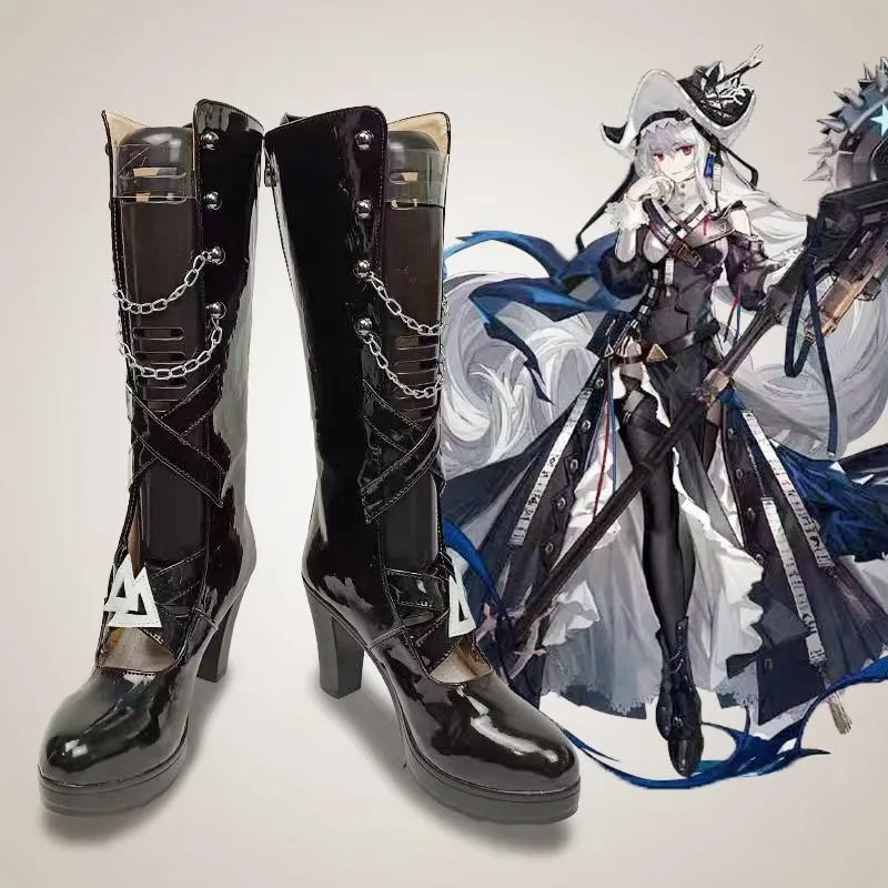 New！ Specter the Unchained cos Irene Cosplay custom Prop Shoes Arknights Cool Gold Chained custom high heeled boots