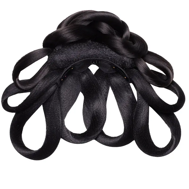 Set di parrucche professionali per foto Hanfu: fascia per capelli all-in-one con chignon - Parrucca clip-on con accessorio per capelli antico cinese stile fata
